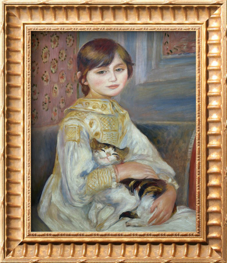 Portrait of Julie Manet or Little Girl with Cat - Pierre-Auguste Renoir painting on canvas